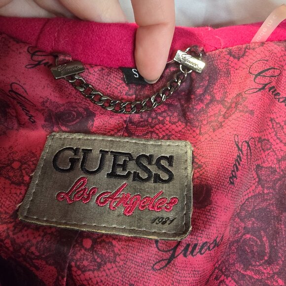 Guess Womens Hooded Lined Wool Blend Coat Zip/Toggle Close Fuchsia Size S NWOT - Picture 3 of 14